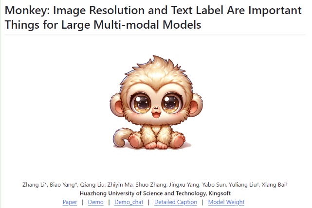 华中科大发布多模态大模型“Monkey”，团队称“看图说话”能力突出-公闻财经